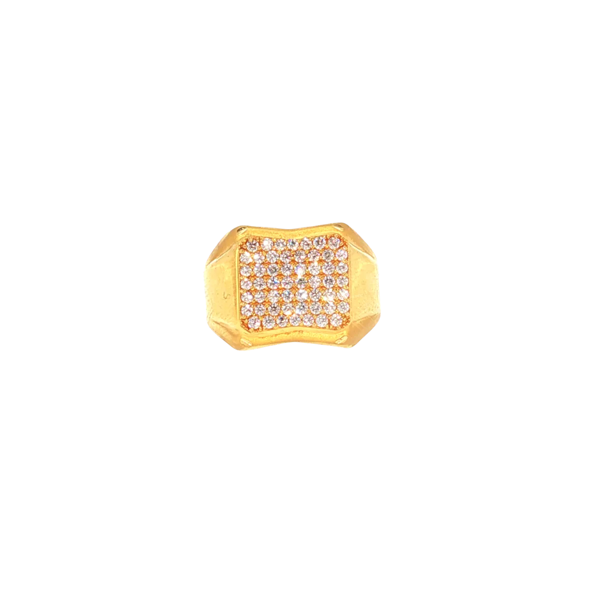 22K Yellow Gold Men’s Stone Ring with Cubic Zirconia (5.7 Grams) – Classic & Elegant