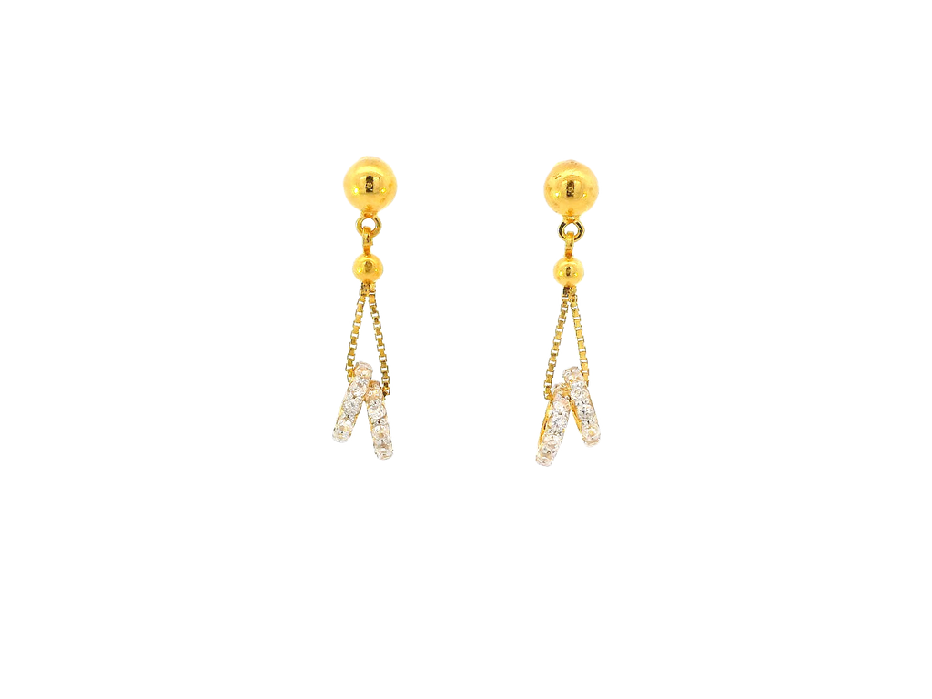 22k Gold Cubic Zirconia Hanging Earrings
