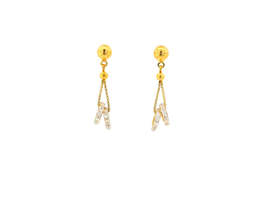 22k Gold Cubic Zirconia Hanging Earrings