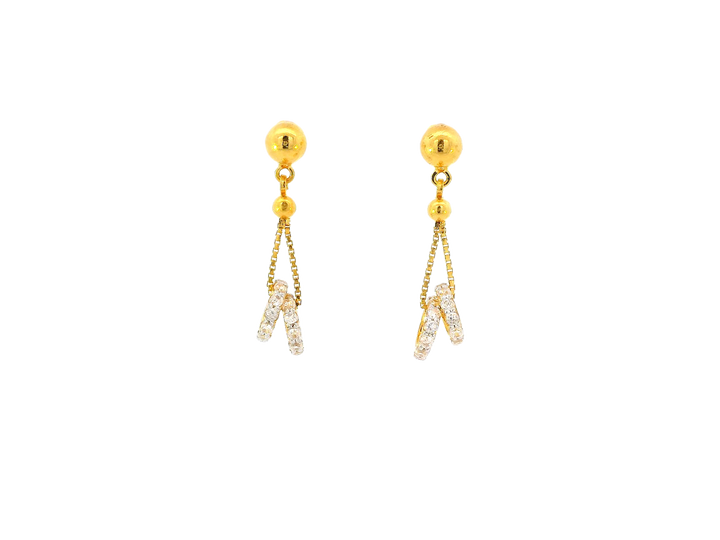 22k Gold Cubic Zirconia Hanging Earrings