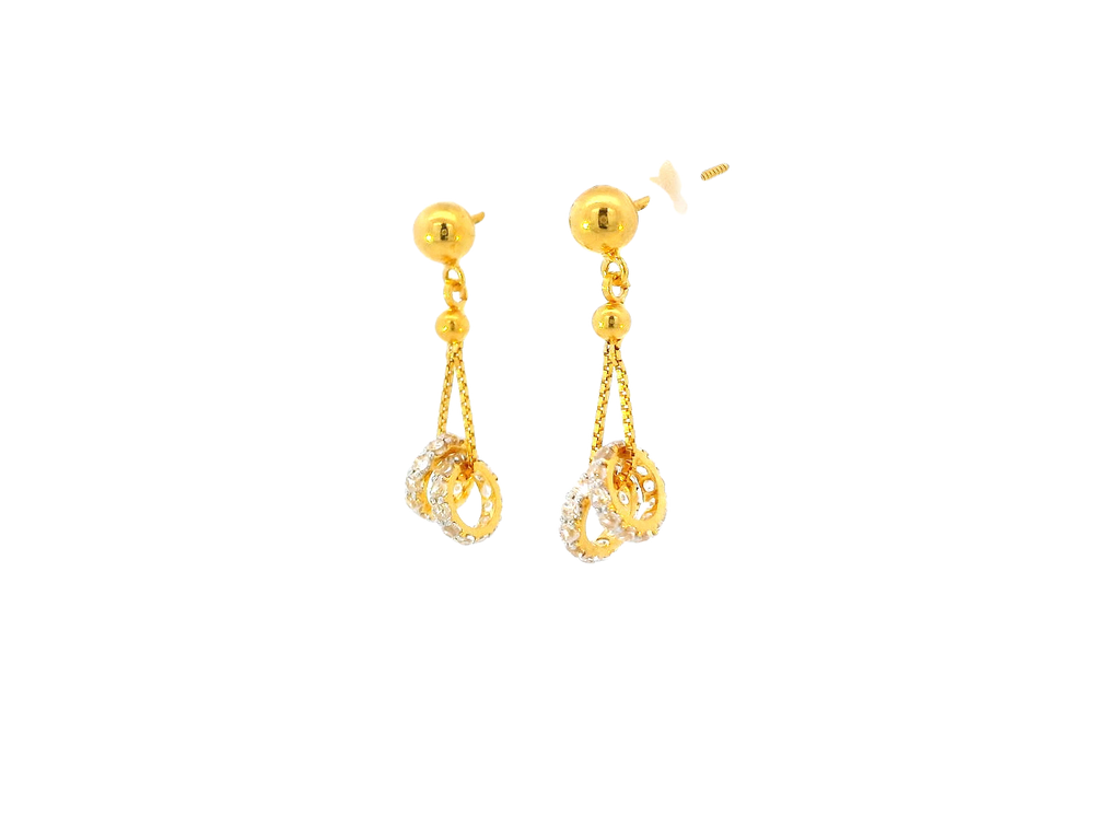 22k Gold Cubic Zirconia Hanging Earrings