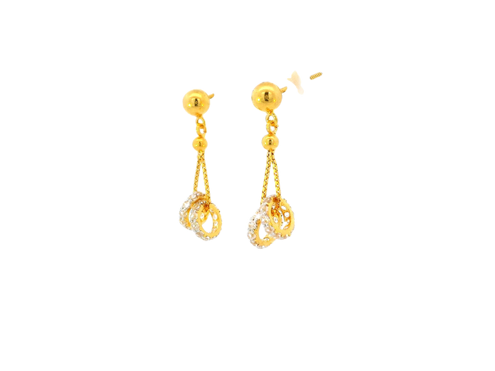 22k Gold Cubic Zirconia Hanging Earrings