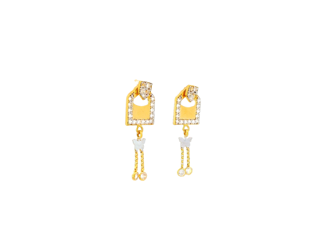 22k Gold Dual-Tone Hanging Earrings with Cubic Zirconia