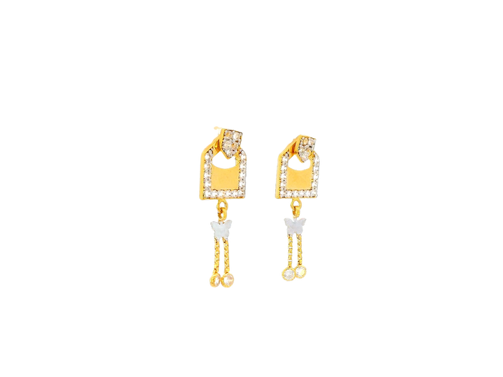 22k Gold Dual-Tone Hanging Earrings with Cubic Zirconia