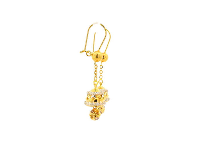 22k Gold Dual-Tone Jhumka Hanging Earrings with Cubic Zirconia