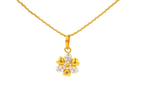 22k Gold Floral Pendant and Earring Set with Cubic Zirconia