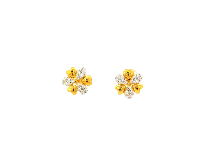 22k Gold Floral Pendant and Earring Set with Cubic Zirconia