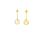 22k Gold Hanging Earrings with Chain Design and Cubic Zirconia