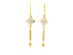 22k Gold Hanging Earrings with Cubic Zirconia