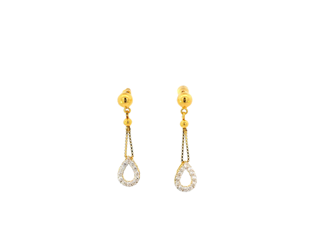 22k Gold Hanging Earrings with Teardrop Design