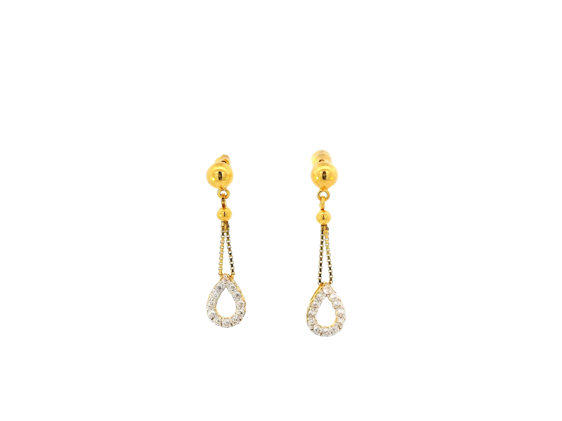 22k Gold Hanging Earrings with Teardrop Design