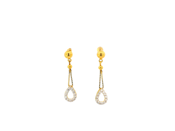 22k Gold Hanging Earrings with Teardrop Design