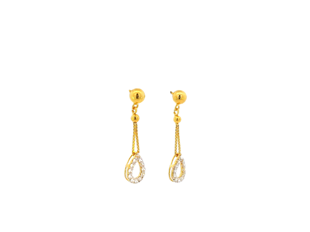 22k Gold Hanging Earrings with Teardrop Design