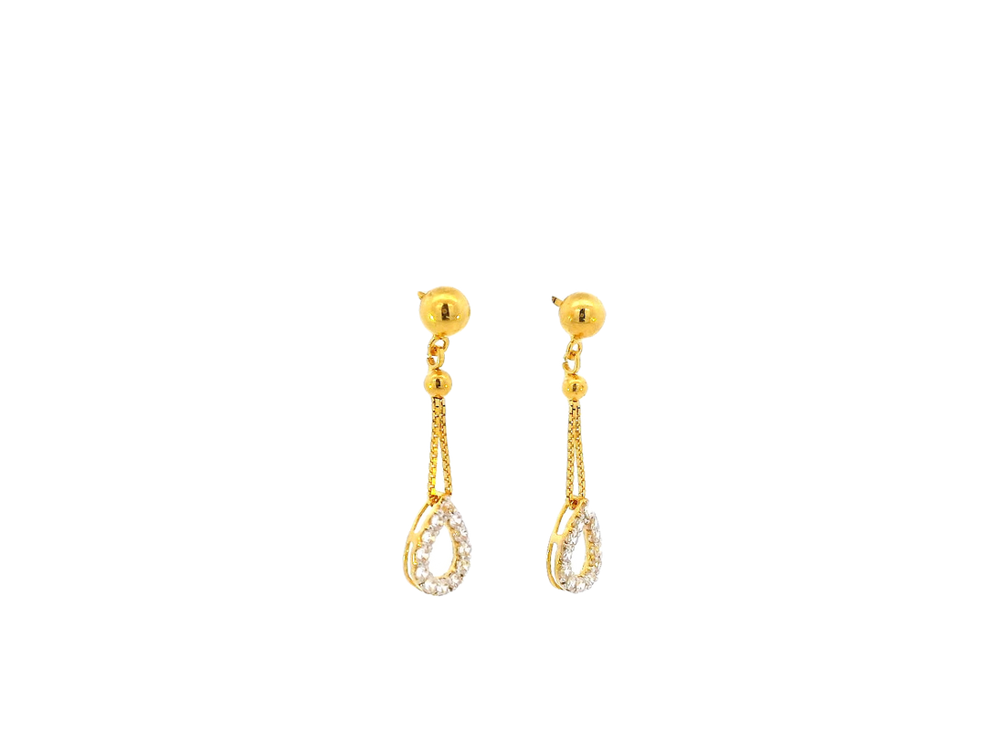 22k Gold Hanging Earrings with Teardrop Design