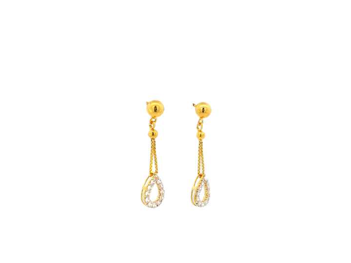 22k Gold Hanging Earrings with Teardrop Design