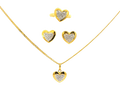 22k Gold Heart-Shaped Jewelry Set with Earrings, Pendant, and Ring