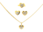 22k Gold Heart-Shaped Jewelry Set with Earrings, Pendant, and Ring