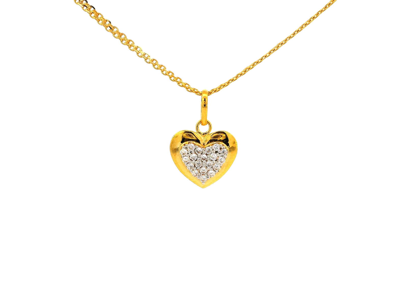 22k Gold Heart-Shaped Jewelry Set with Earrings, Pendant, and Ring