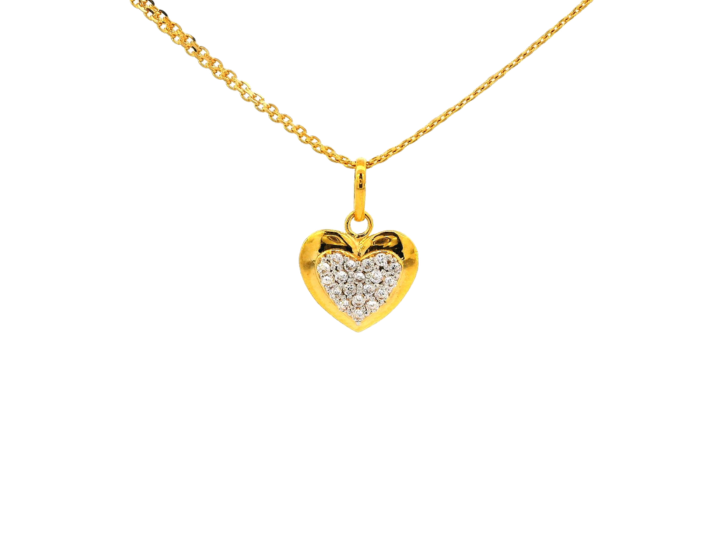 22k Gold Heart-Shaped Jewelry Set with Earrings, Pendant, and Ring