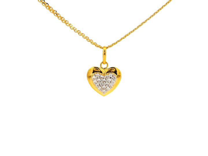 22k Gold Heart-Shaped Jewelry Set with Earrings, Pendant, and Ring