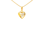 22k Gold Heart Pendant and Earring Set with Cubic Zirconia