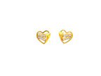 22k Gold Heart Pendant and Earring Set with Cubic Zirconia