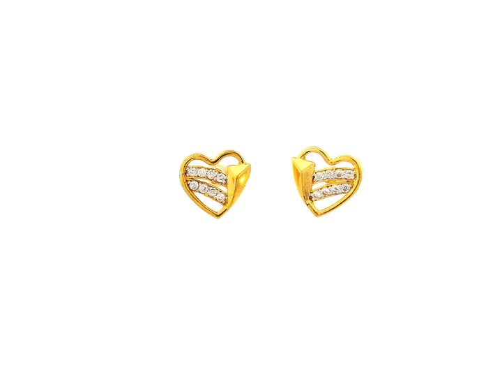 22k Gold Heart Pendant and Earring Set with Cubic Zirconia