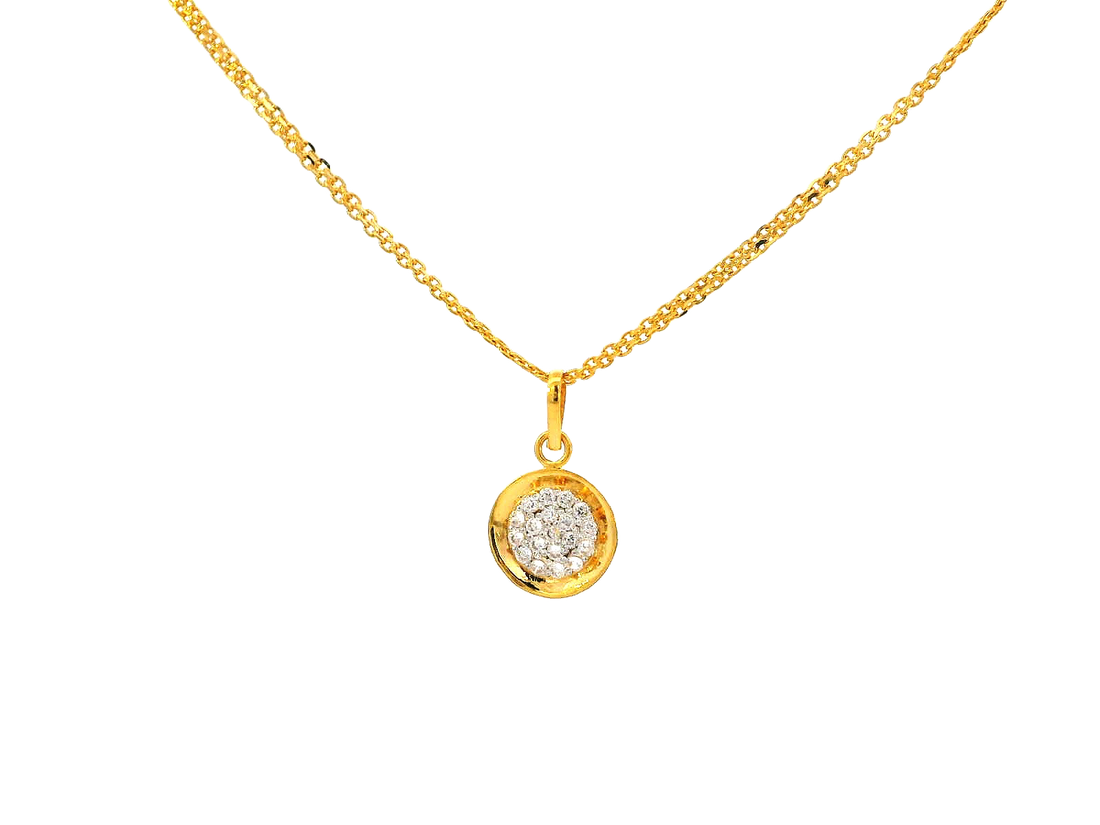 22k Gold Jewelry Set with Stud Earrings, Pendant, and Ring