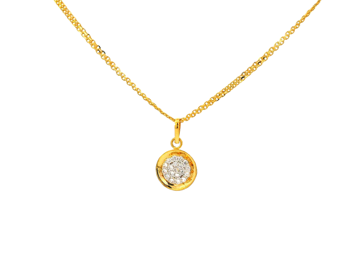 22k Gold Jewelry Set with Stud Earrings, Pendant, and Ring