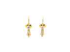22k Gold Polished Yellow Finish Hanging Earrings with Cubic Zirconia