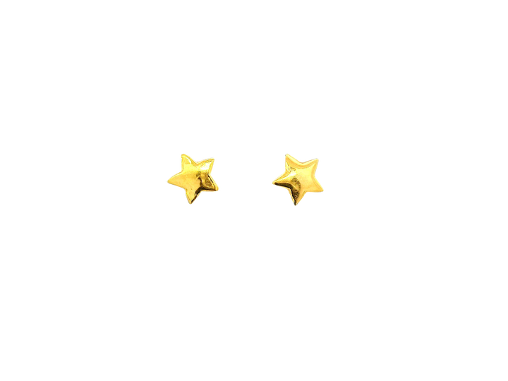 22k Gold Polished Yellow Finish Star-Shaped Stud Earrings with Cubic Zirconia