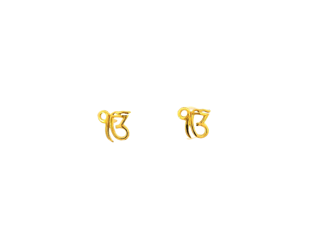 22k Gold Polished Yellow Finish Stud Earrings with Cubic Zirconia