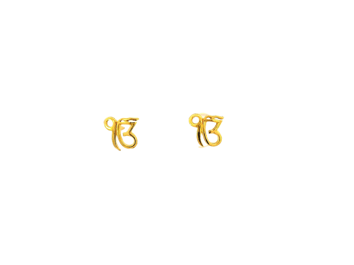 22k Gold Polished Yellow Finish Stud Earrings with Cubic Zirconia