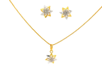 22k Gold Star Pendant and Earring Set with Cubic Zirconia