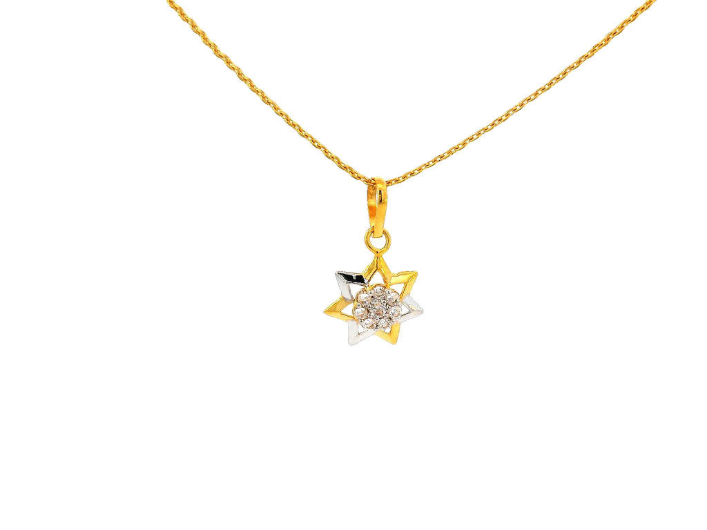 22k Gold Star Pendant and Earring Set with Cubic Zirconia