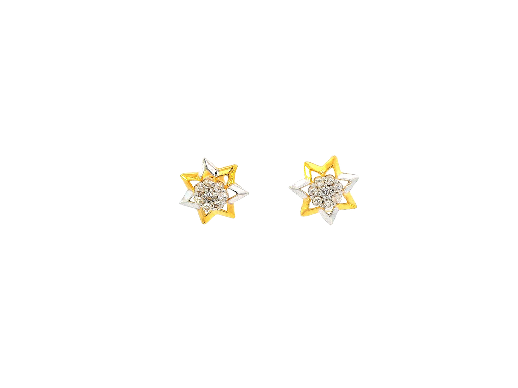 22k Gold Star Pendant and Earring Set with Cubic Zirconia