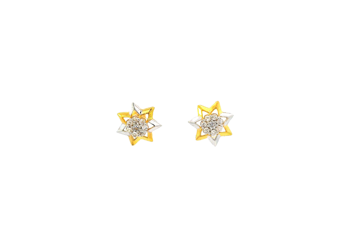 22k Gold Star Pendant and Earring Set with Cubic Zirconia