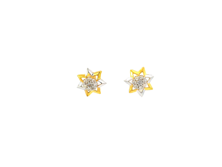 22k Gold Star Pendant and Earring Set with Cubic Zirconia