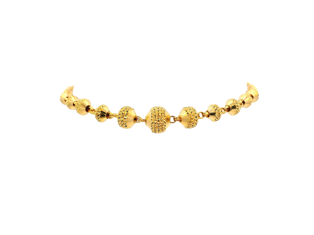 22k Gold Yellow Finish Beaded Bracelet with U Lock