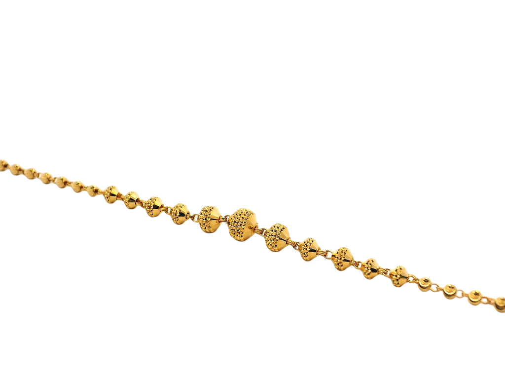 22k Gold Yellow Finish Beaded Bracelet with U Lock