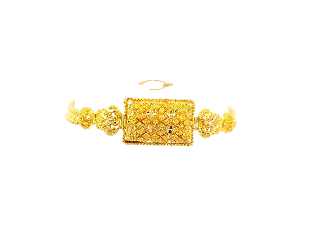 22k Gold Yellow Finish Bracelet with Intricate Detailing and U Lock