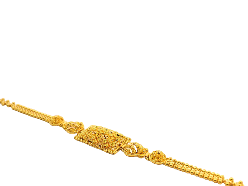22k Gold Yellow Finish Bracelet with Intricate Detailing and U Lock