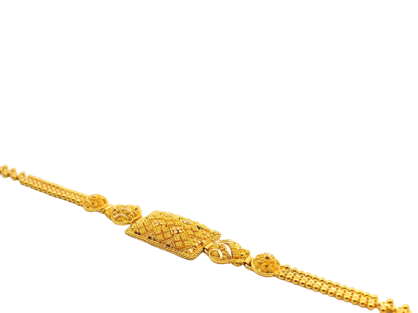 22k Gold Yellow Finish Bracelet with Intricate Detailing and U Lock