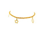 22k Gold Yellow Finish Charm Bracelet with Lobster Lock