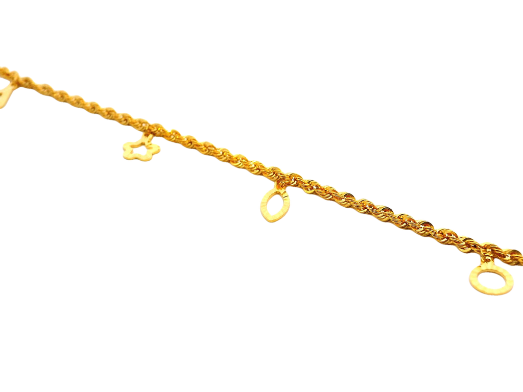 22k Gold Yellow Finish Charm Bracelet with Lobster Lock