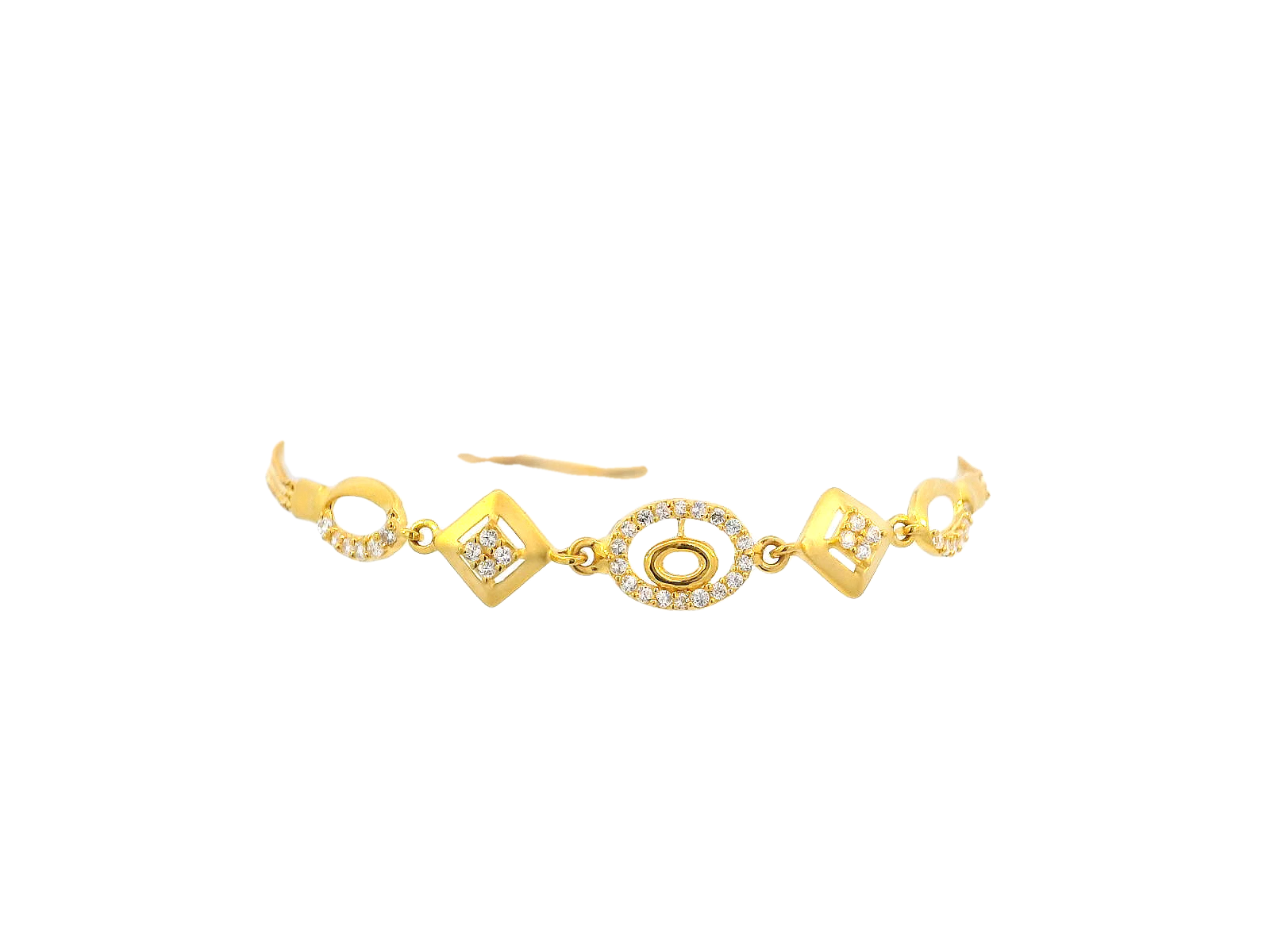 22k Gold Yellow Finish Cubic Zirconia Bracelet with S Lock