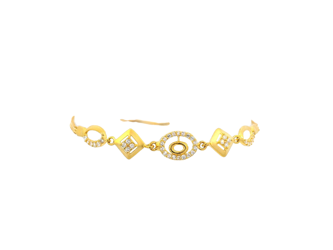 22k Gold Yellow Finish Cubic Zirconia Bracelet with S Lock