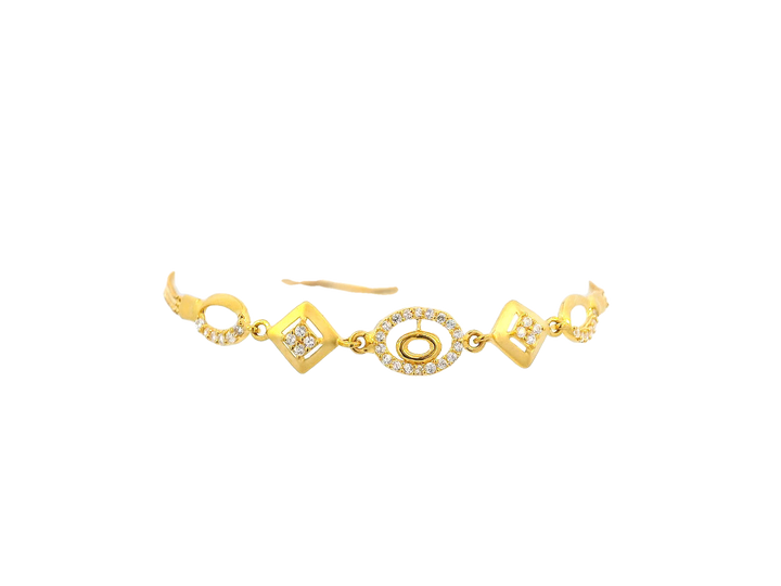 22k Gold Yellow Finish Cubic Zirconia Bracelet with S Lock