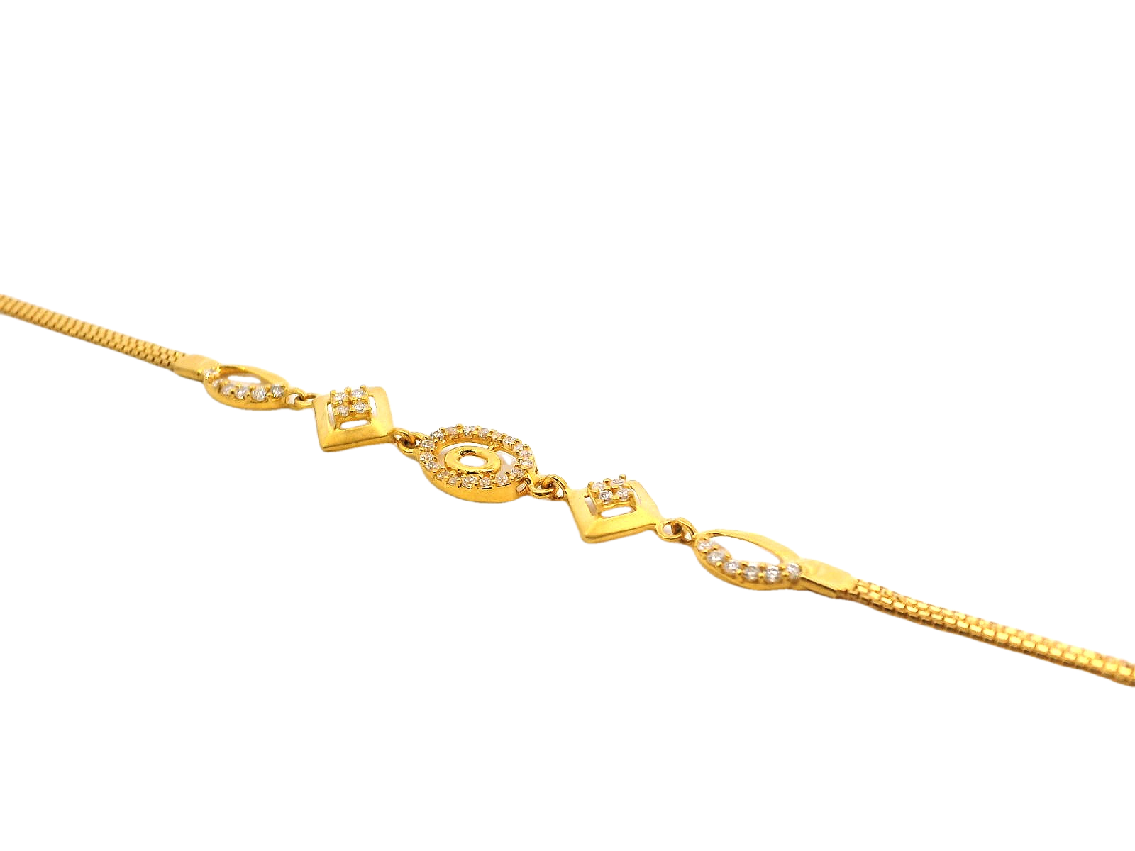 22k Gold Yellow Finish Cubic Zirconia Bracelet with S Lock