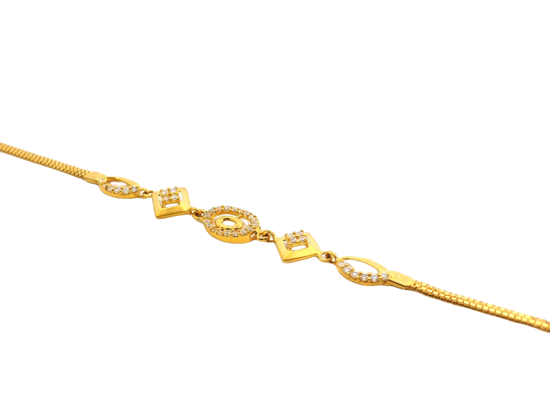 22k Gold Yellow Finish Cubic Zirconia Bracelet with S Lock